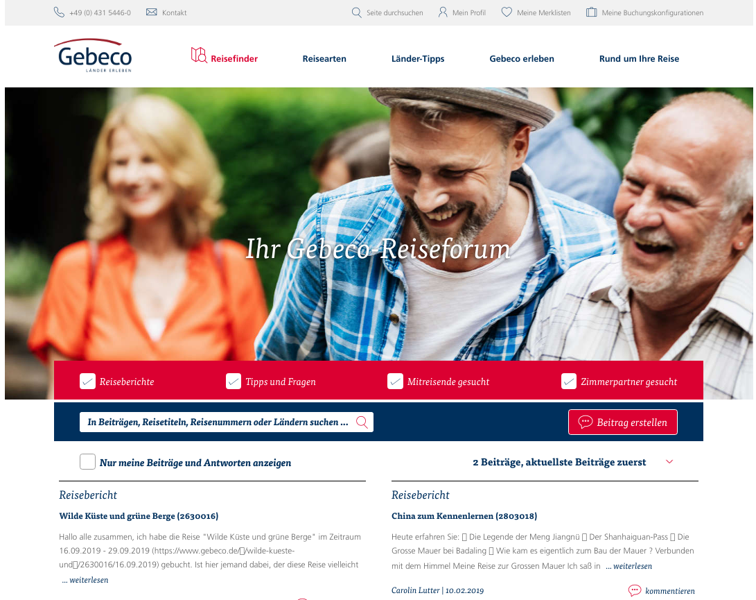 Gebeco Reiseforum jetzt online